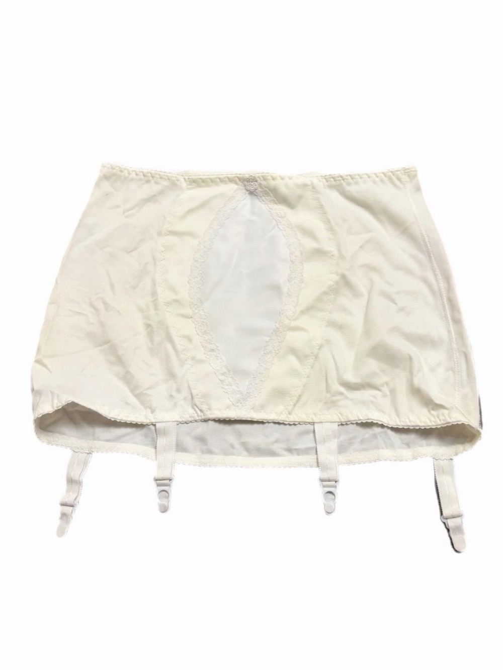 60s/70s European Vintage Damart Lace Trim Shapewear Garter Belt (Ivory) Size S/M